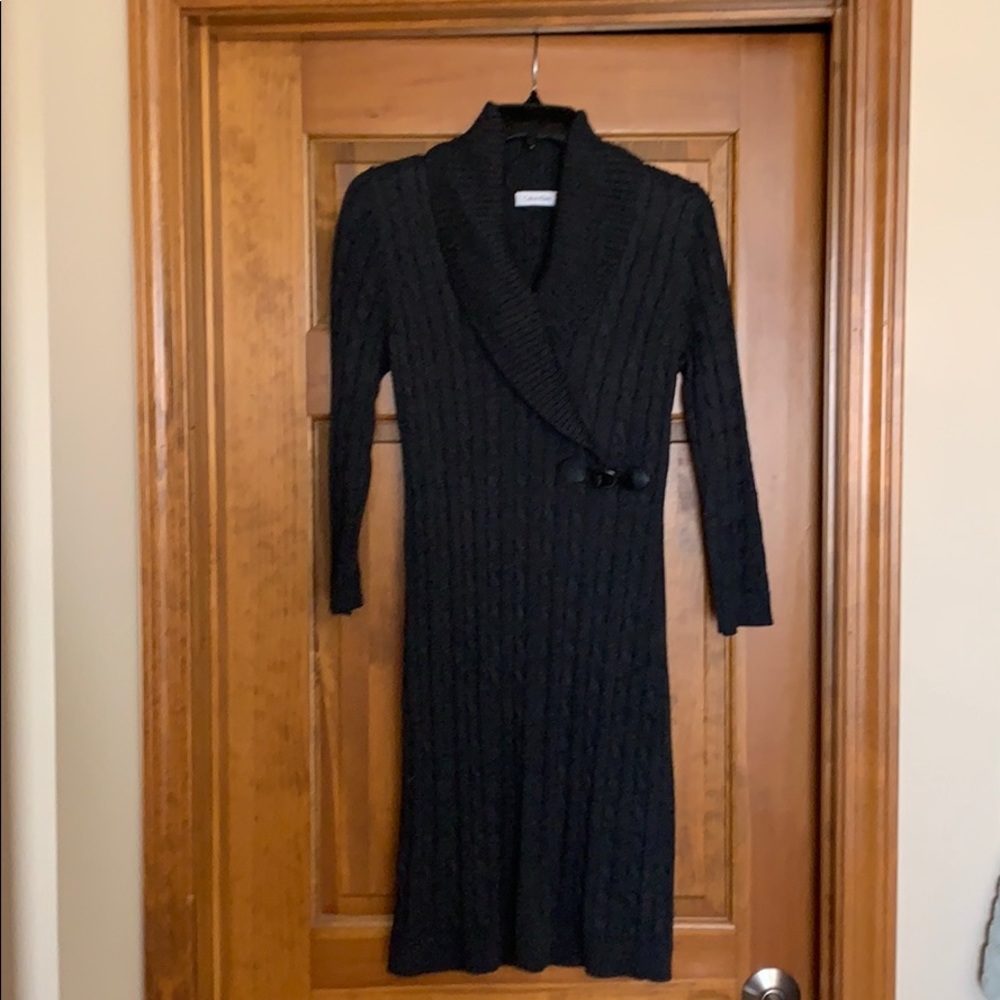 Calvin Klein charcoal gray sweater dress Sz Medium